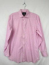 Bonobos Mens Wrinkle-Free Dress Shirt Tailored Slim Fit Pink Size 16 /34 Career