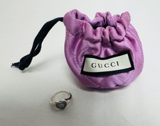 Gucci 925 Sterling Silver Enamel Heart Ring Size 13, Made in Italy