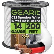 14 Gauge Speaker Wire, CL2 Rated in Wall Speaker Wires, Speaker Cable 200ft f...