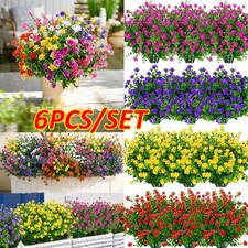 6X Artificial Plants Fake Flowers In/Outdoor For Garden Porch Window Box Plants