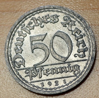 1921 E Germany - Weimar Republic 50 Pfennig