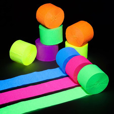738 Feet Glow Crepe Paper Streamers Neon Streamers Glow Party Supplies and Decor