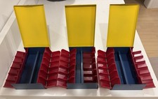 Lot of 3 Vintage 35mm Slide Storage Cases Yellow Lid Red Blue MCM PhotoOrganizer