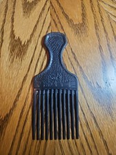 VTG Goody Plastic Hair Pick Lift Comb Croc Textured BLACK 6.5" Made In USA 70s