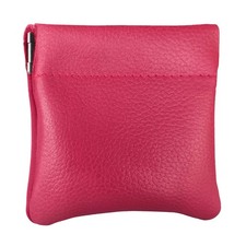 Genuine Leather Coin Purse, USA-Made Change Holder for Men/Women, 3.5"x3.5" Pink