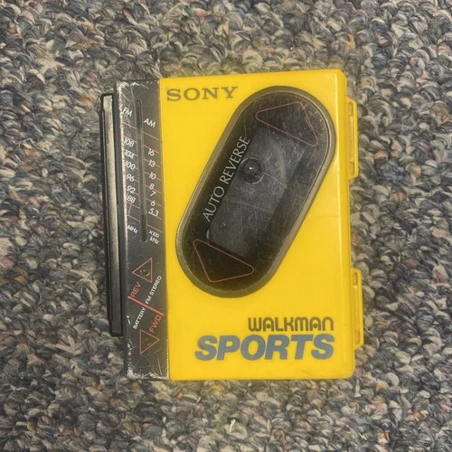 VTG Sony Sports Walkman WM-F75 Yellow FM/AM Stereo Cassette Player - For Parts