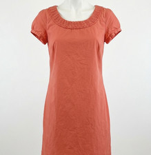 J CREW Dress Womens Size 6 Orange Shift Minimalist Preppy Cotton Silk Blend