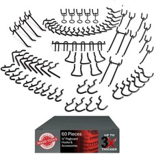 60 PCS Pegboard Hooks Set Hanging Tools 1/4 Inch Black Peg Board Accessory