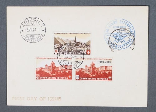 MayfairStamps Switzerland FDC 1943 National Festival Dual Alpine Flight Annivers