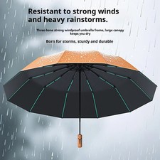 12K144 Bone Super Strong Wind Resistant Umbrella 107CM Diameter Automatic Open/C