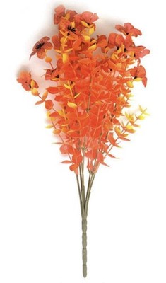 Fall Flowers Artificial Mums Silk Fake Daisy w/ Eucalyptus Leaves Orange 18 Stem