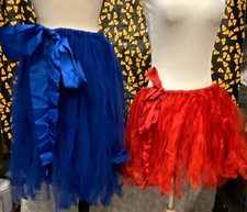 Women's Red/Blue Tulle Tutu Skirt Bow Accent Elastic Waist Layered One Size