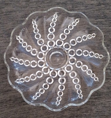 Gorgeous Vintage Anchor Hocking Boopie Bubble Serving Plate Heavy Glass 8'' Dish