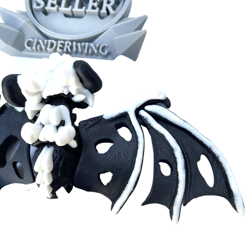 Cinderwing 3D Zombie Bat – Halloween Black White – Articulated – UK Made - Picture 5 of 5
