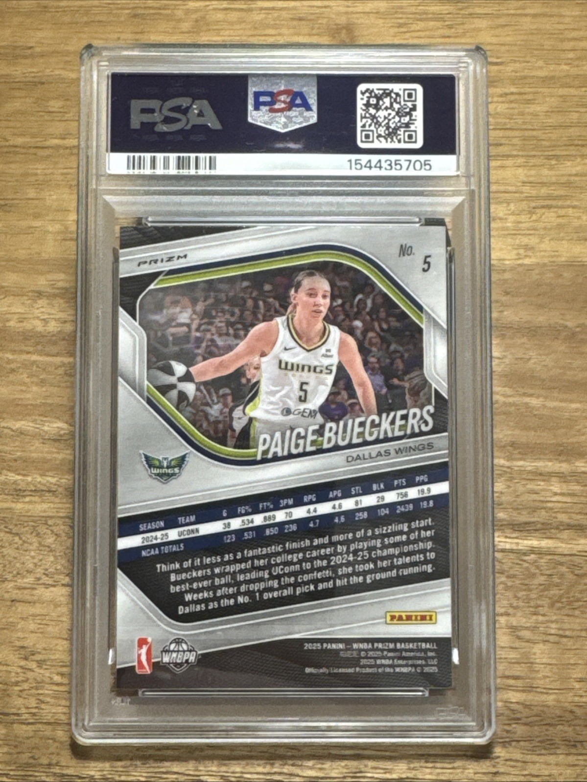2025 Prizm WNBA Paige Bueckers WNBA Logo Prizm #4 PSA 10 Rookie Card RC Wings view 2