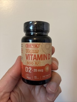 Deva Vegan Vitamin D2 20 MCG 800 IU 90 Tiny Tablets Vitamins Tabs