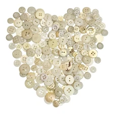 Mixed Lot Of 200 Small White Vtg Buttons Embellishments Sewing Crafts