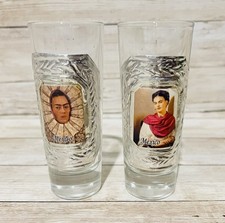 2 tazas de chupito de vidrio de tequila mexicano Frida Kahlo 2 vasos tequileros de Frida Kahlo