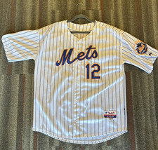Juan Lagares New York Mets Pinstripe Majestic Authentic Jersey Sz 50 L/XL White