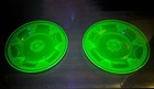 2 Federal Glass 8.5" Luncheon Plates GEORGIAN GREEN Love Birds (Uranium, 1930s) — photo 3