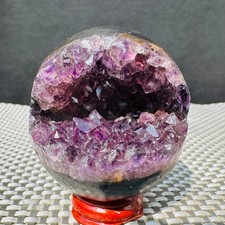 243G Natural Uruguayan Amethyst Quartz crystal open smile ball therapy
