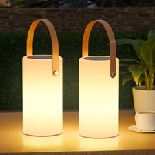 Solar Table Lamp 2 Pack LED Rechargeable Cordless Portable Outdoor Bronze