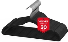 Simple Deluxe Velvet Hangers 30 Pack, Heavy Duty Coat Suit 30 Black 