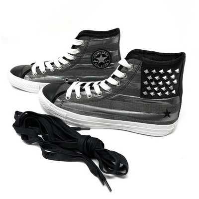 Converse Chuck Taylor Black Studded USA FLAG High-tops Mens Sz 8.5