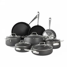 All-Clad HA1 Hard Anodized Nonstick Cookware Set 13-Piece Black E785SB64 NEW