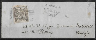 MODENA ITALIAN STATES 1852 Front Cover 25c Sass #4 CARPI