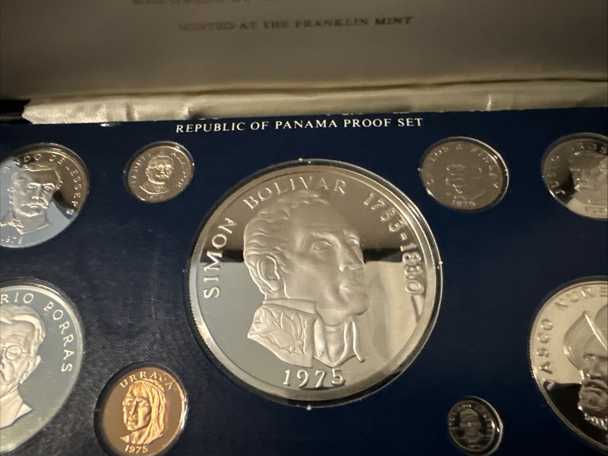 1975 Republic of Panama Coinage Proof Set Franklin Mint 5.8 Troy