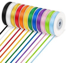 Rainbow Ribbon Solid Color Assortment 1/8 Inch 12 Rolls 328 Yards Double Face