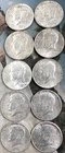 1964 Kennedy Half Dollars - 10 ea - 90% Silver -   Average Circulated Condition