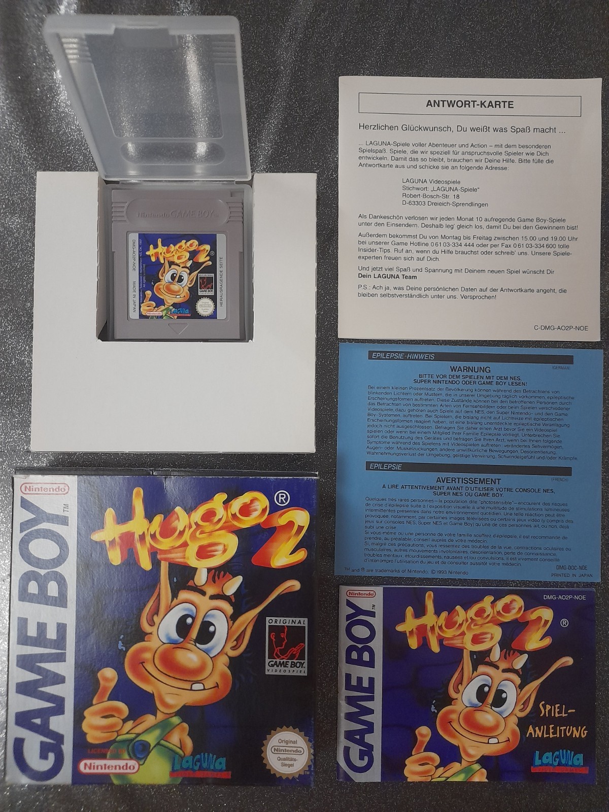 hugo 2 nintendo game boy GB complet en boite et notice CIB german NOE 🇩🇪