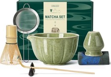 Matcha Whisk Set,7 PCS Ceramic Matcha Kit Includes Matcha Bowl with Spout Matcha