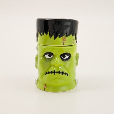 NWT Cracker Barrel Monster Head Salt & Pepper Shaker Set Halloween Stoneware