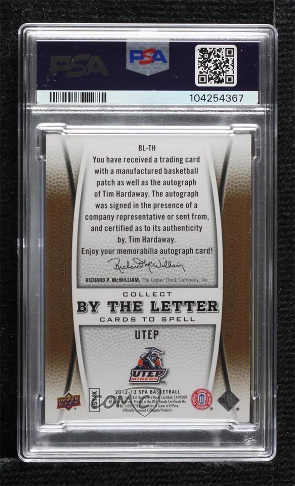 2012-13 SP Authentic By the Letter Signatures /100 Tim Hardaway PSA 8 Auto HOF - Image 2 of 2