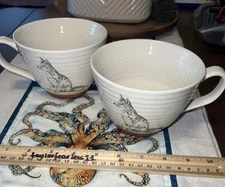 Portobello by Inspire Large Coffee Tea Mug 16oz Wide - Fox - Soup Mug PAIR OF 2