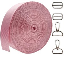 Pink 1'' Heavy Duty Nylon Webbing Straps for Sewing 10Yds Pink 10 Yards