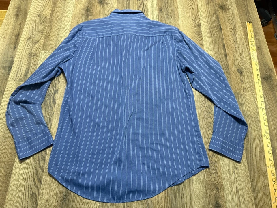 Camisa Van Heusen, Para Hombre Mediana, 15-.15.5 Azul Blanco Rayas Manga Larga Abotonada Foto 2 de 4