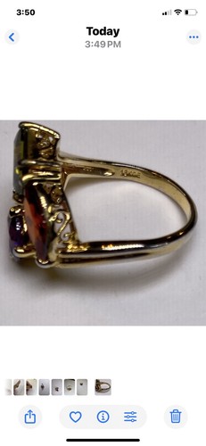 Women's 18K KGE Electro Plated Yellow Gold Multi Gemstone Style Ring Size 8 - Picture 4 of 11