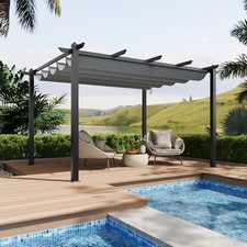 6 x 3m Aluminium Pergola Garden Gazebo w/ Retractable Canopy Waterproof Gazebo