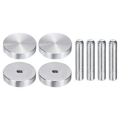 4pcs M6 Thread 30mm Diameter Round Shape Aluminum Disc Hardware Silver