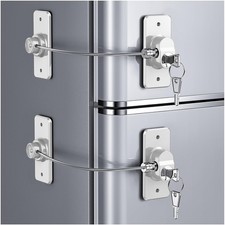 2 Pack Refrigerator Door Lock with Adhesive, No Tools Required, Child Proof Frid