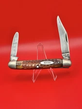 RARE CASE XX CUTLERY CO USA 1965-69 RED B0NE #06247PEN HALF STOCKMAN KNIFE