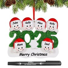 Personalized Christmas Ornaments 2025 Family of 2/3/4/5/6 Custom Christmas Sn...