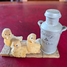 resin painted ducklings figurine with Dairy Fields milk churn farm animals