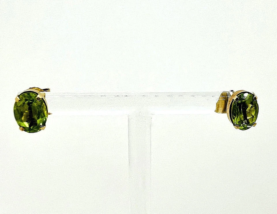 Minimalistische Peridot Ohrringe 333 Gold 0,8ct Gold Studs Gemstone Earrings - Bild 4 von 4