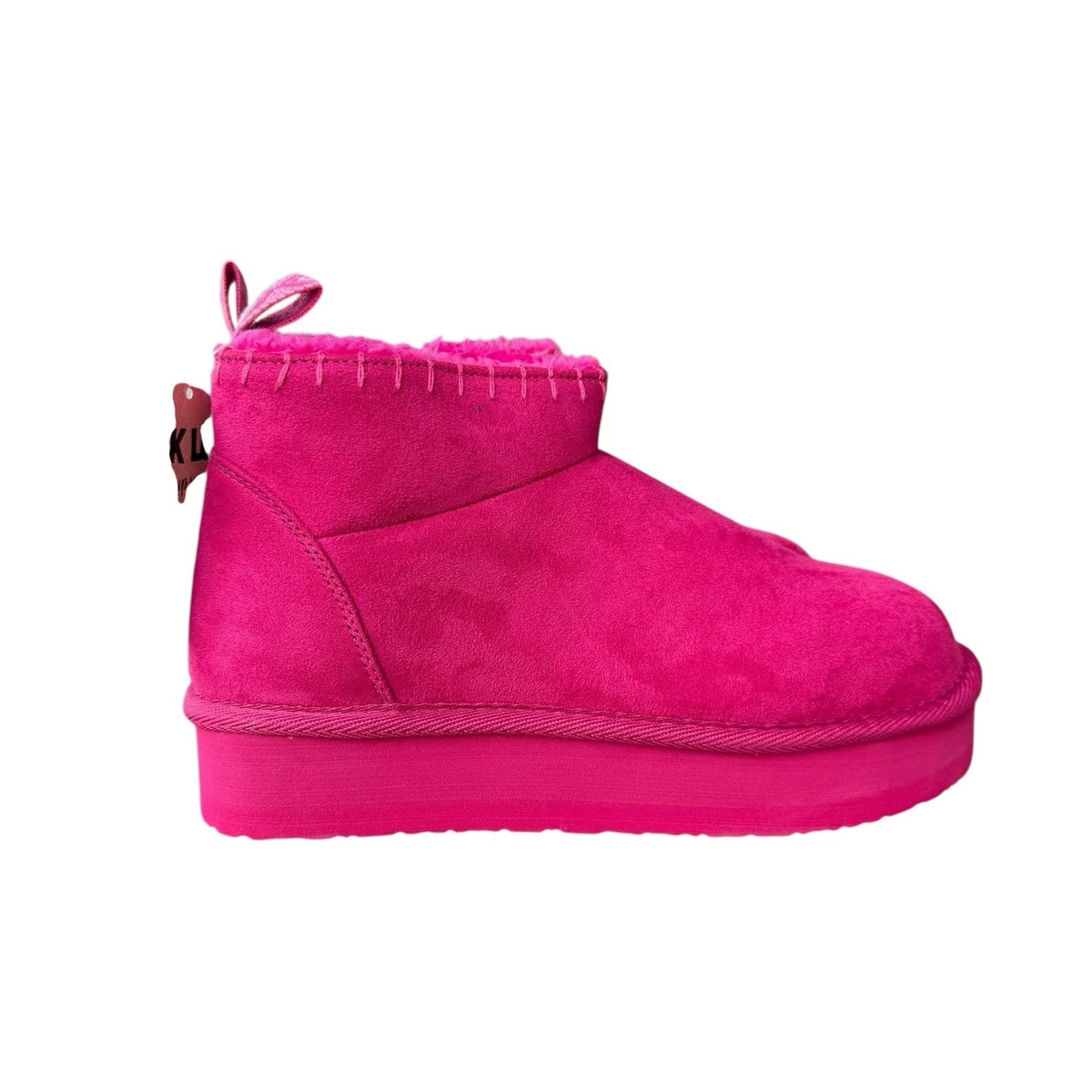 Bottes Mukluks Légères Femme - Rose/marron Avec Fourrure - Taille US 11, Peu Portées