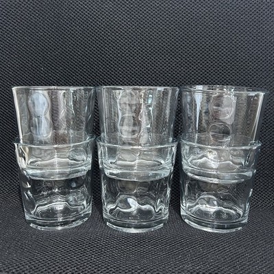 VTG Libby Low Ball Glasses Imprinted Dot Pattern Set Of 6 Barware Retro MCM